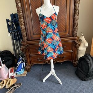 Sugarlips Multicolor Leaf Print Halter Dress